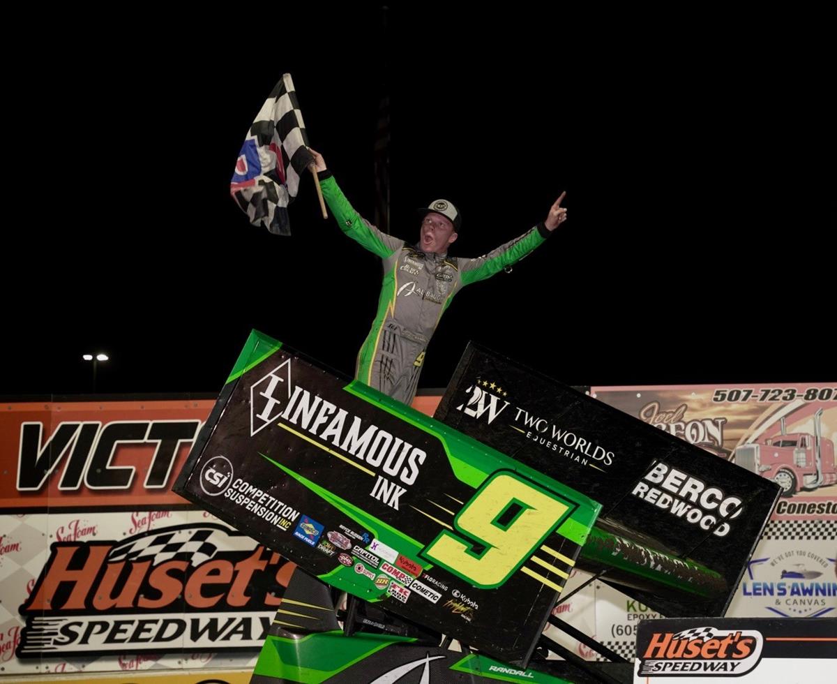 Randall, Goos Jr. and Taylor Win Huset’s Speedway Thrillers on Goodin Company Night