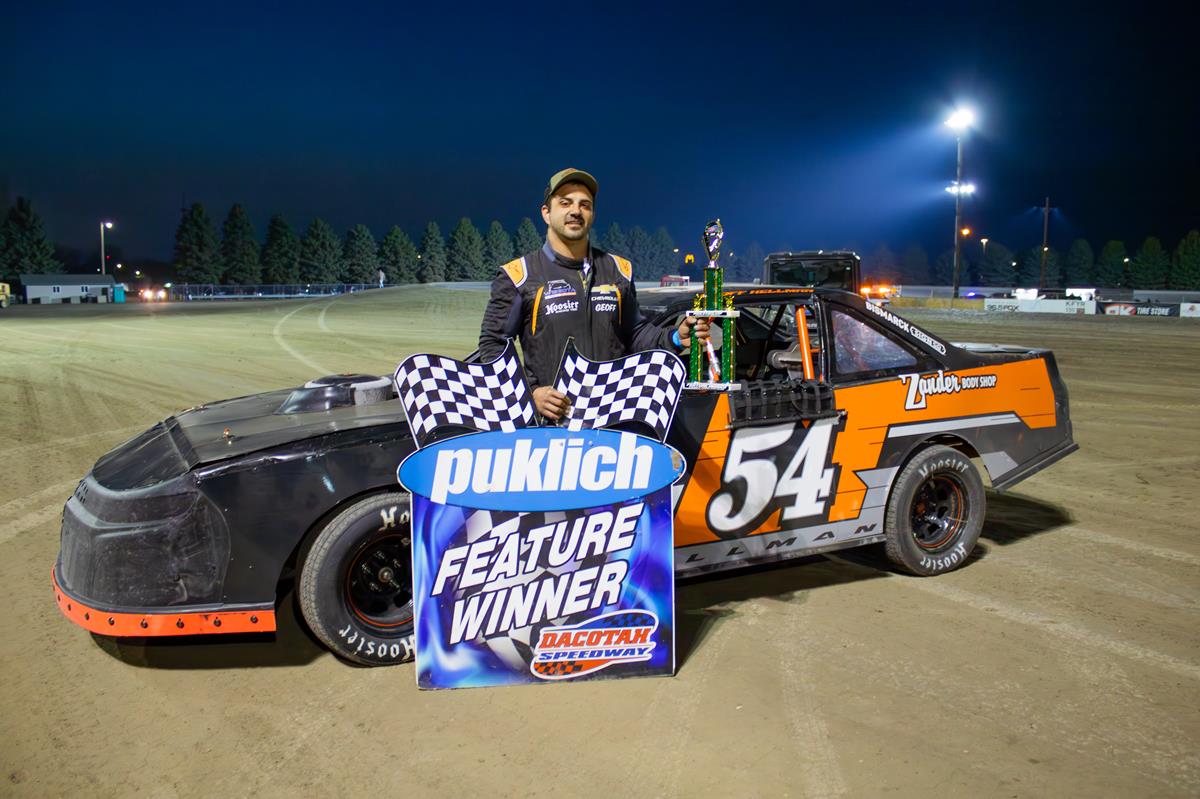 HELLMAN WINS FIRST IMCA STOCK CAR FEATURE