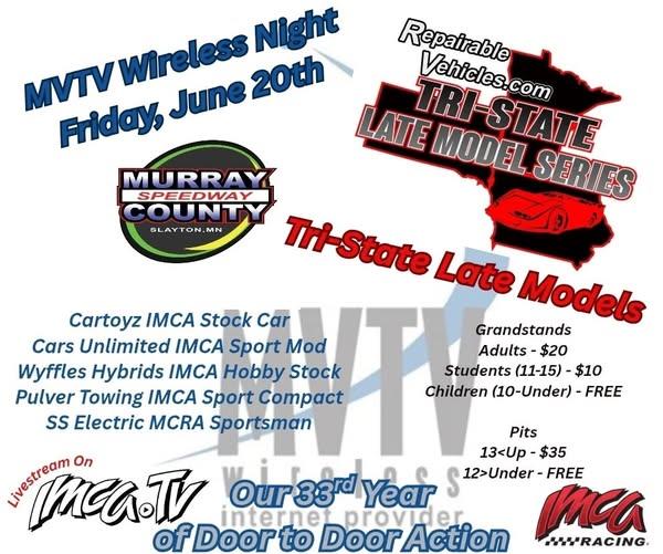 The Tri State Late Models head to the Murray County Speedway - June 20th