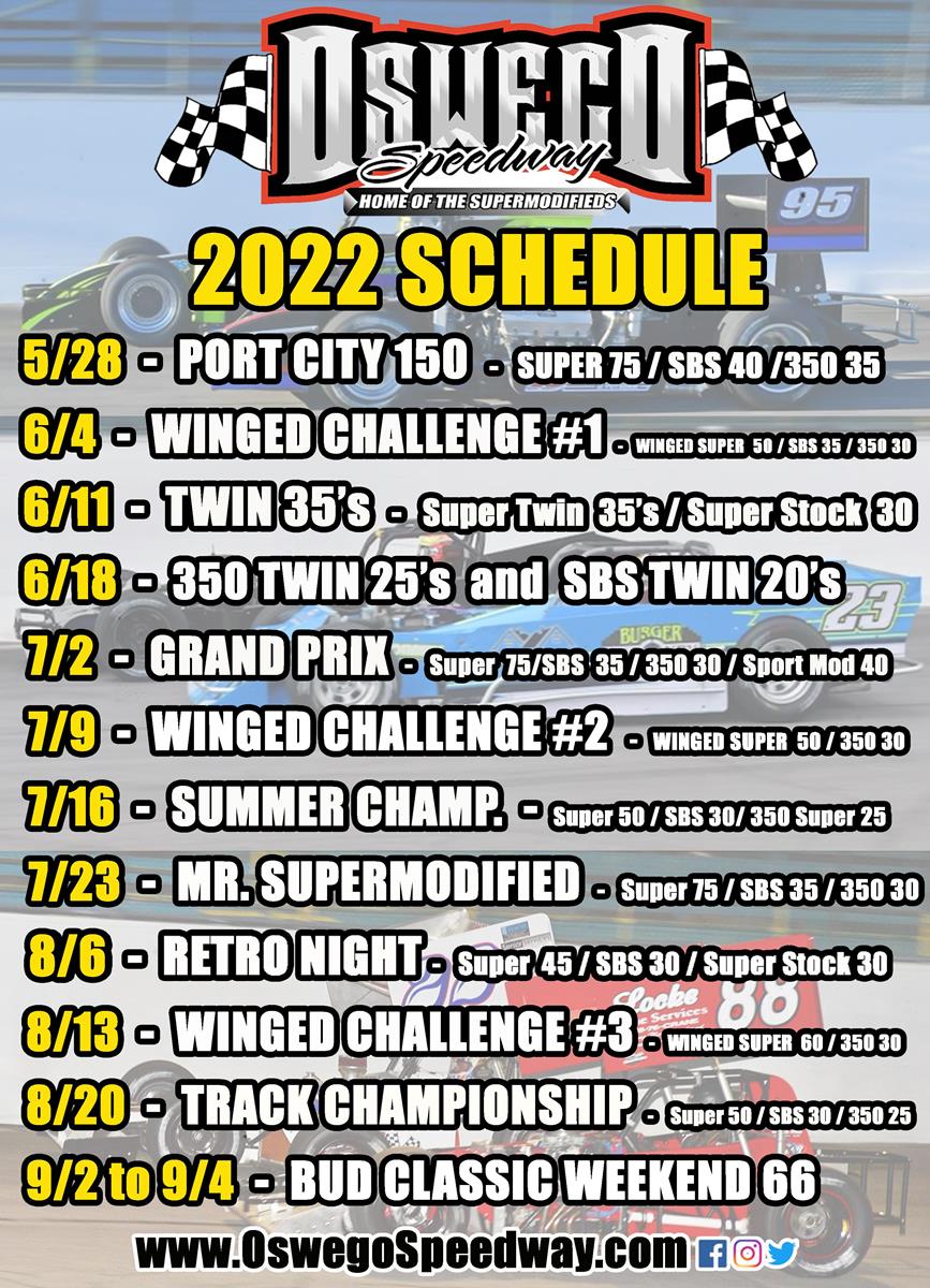 Oswego Speedway Releases 2022 Schedule of Events