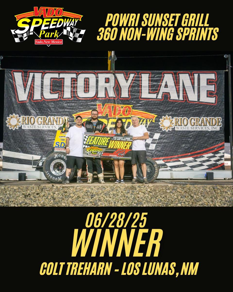Colt Treharn Wins with Sunset Grill POWRi Vado Non-Wing Sprints