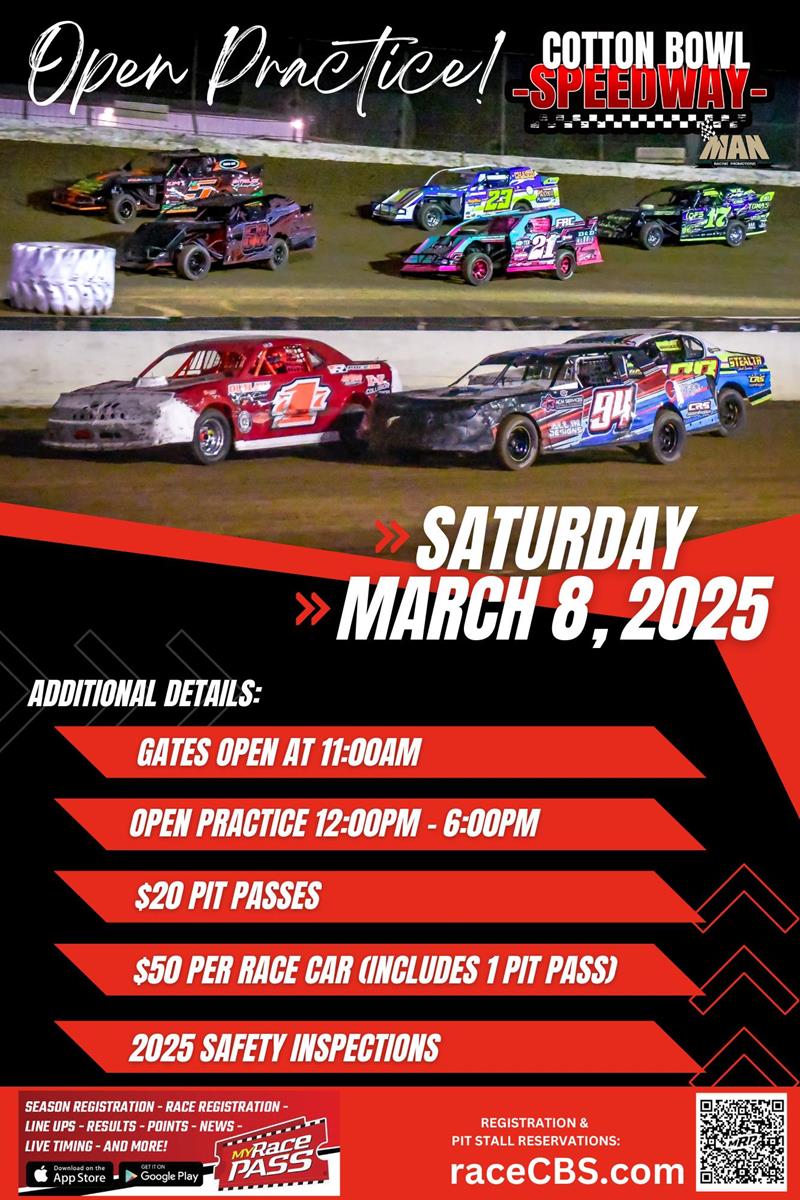 CBS March 8th Open Practice information!
