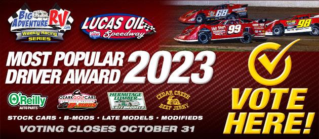 Online voting for Lucas Oil Speedway 2023 Most Popular Driver award concludes Tuesday