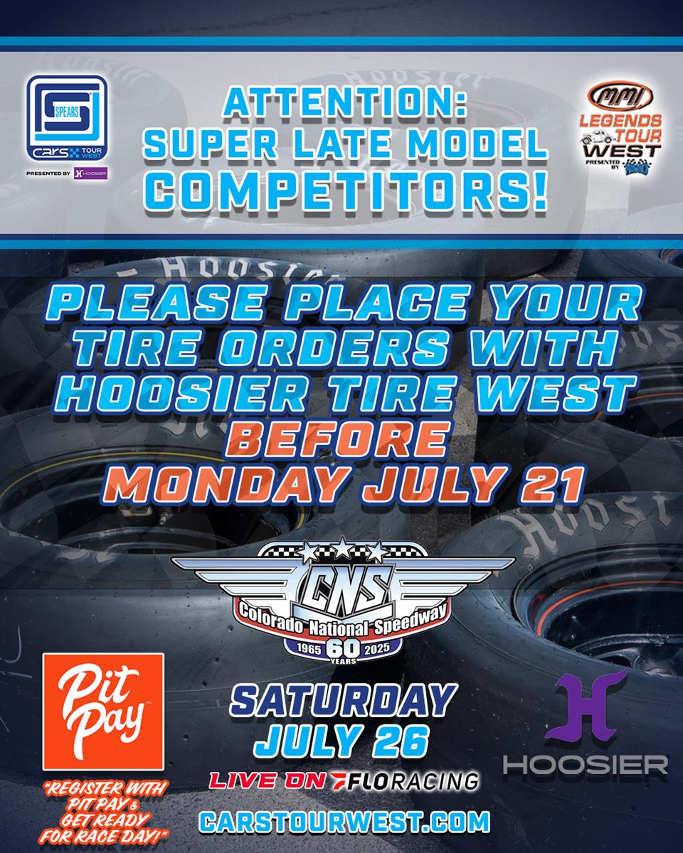 Tire Order Deadline is July 21 for Colorado National Speedway