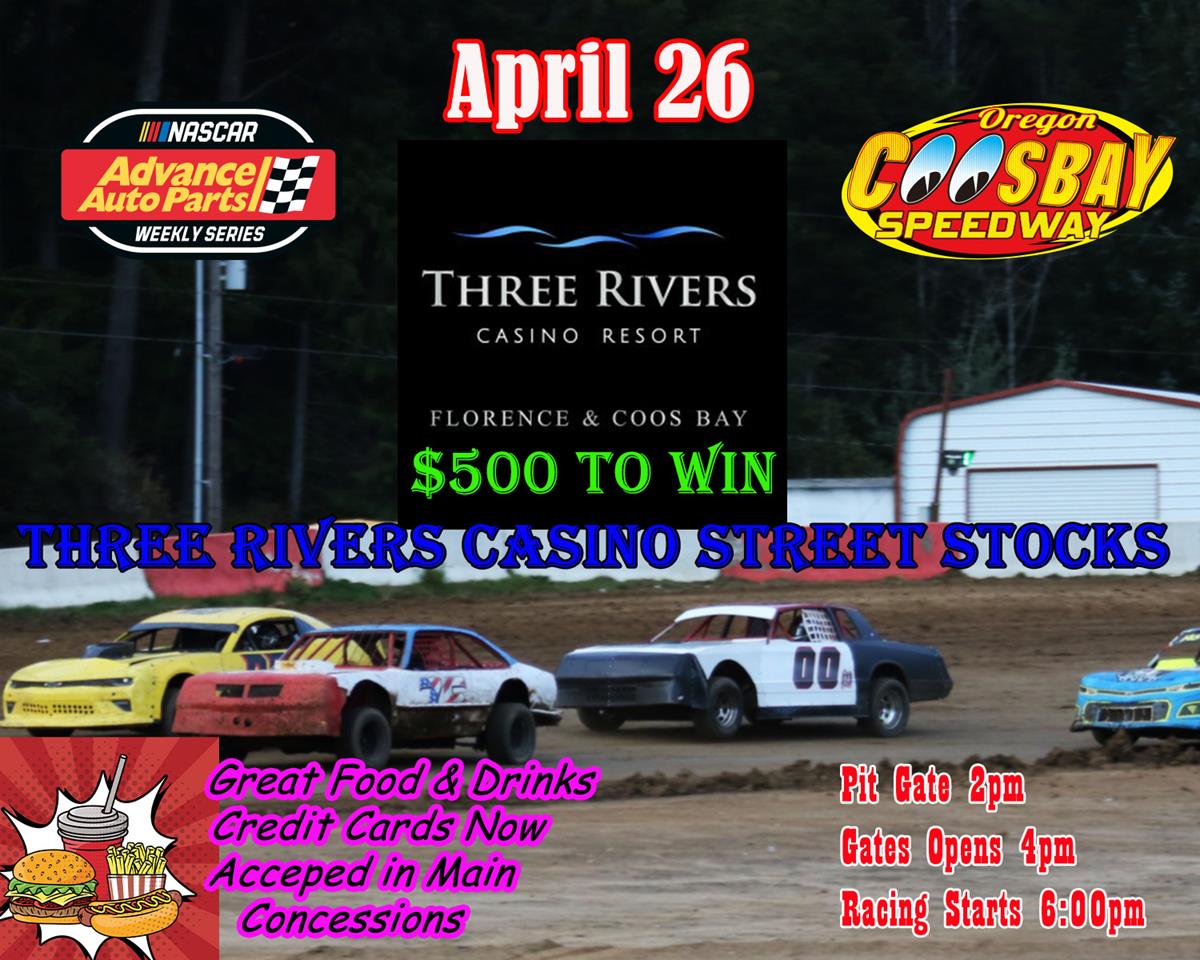 $500-To-Win Street Stocks This Saturday April 26th at Coos Bay Speedway