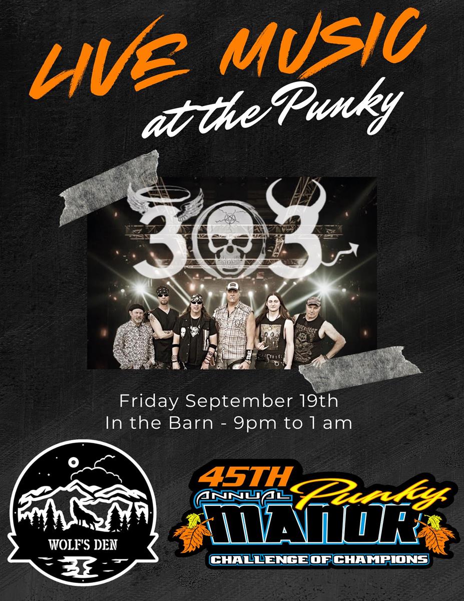Illinois-Based Band "303" to Rock The Barn at Red Cedar Speedway During Punky Manor Weekend