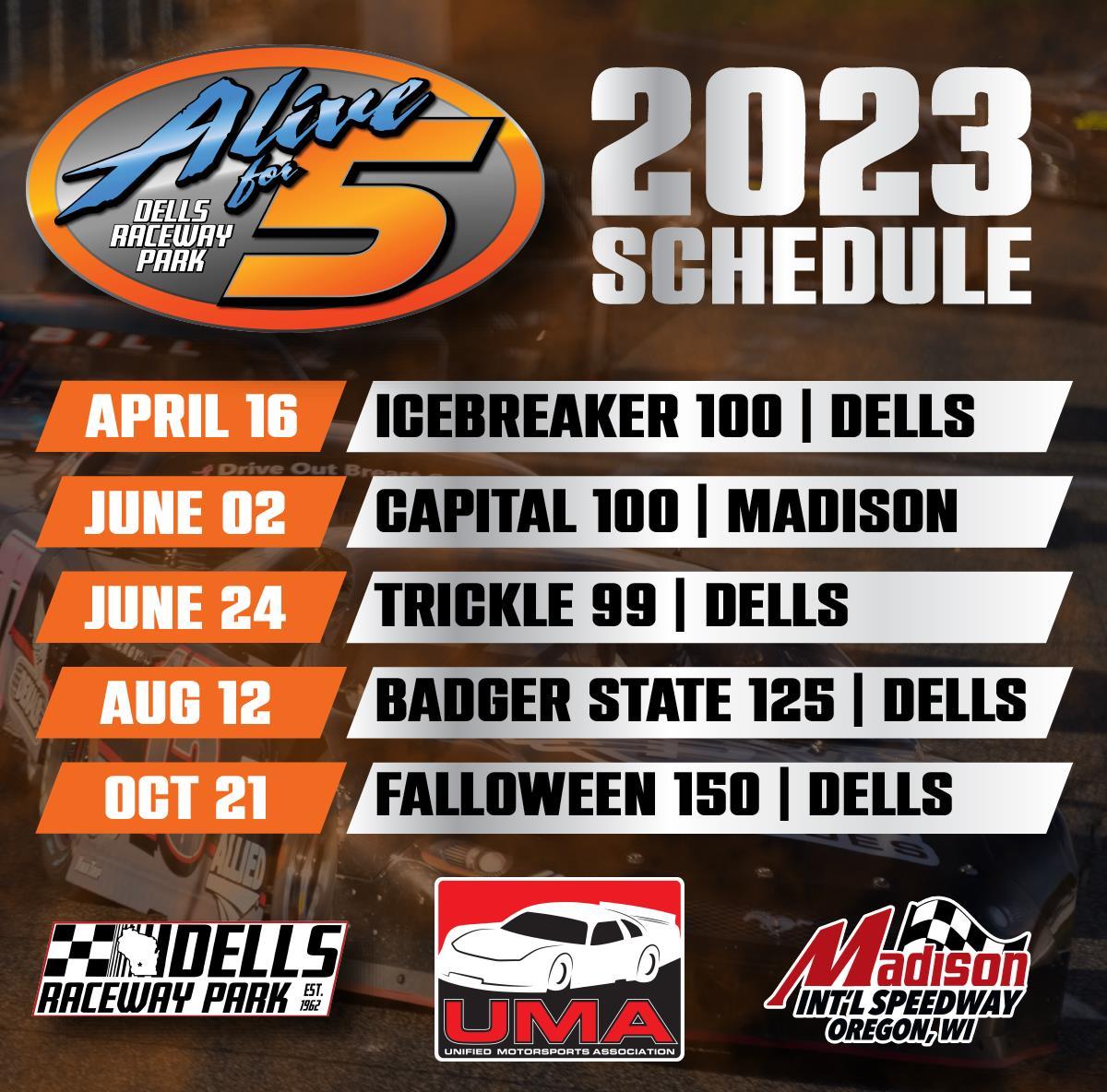 ALIVE FOR 5 SUPER LATE MODEL SERIES SCHEDULE FOR 2023