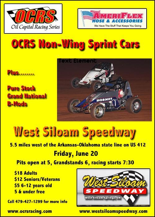 OCRS Non-Wing Sprint Cars At West Siloam Speedway Friday