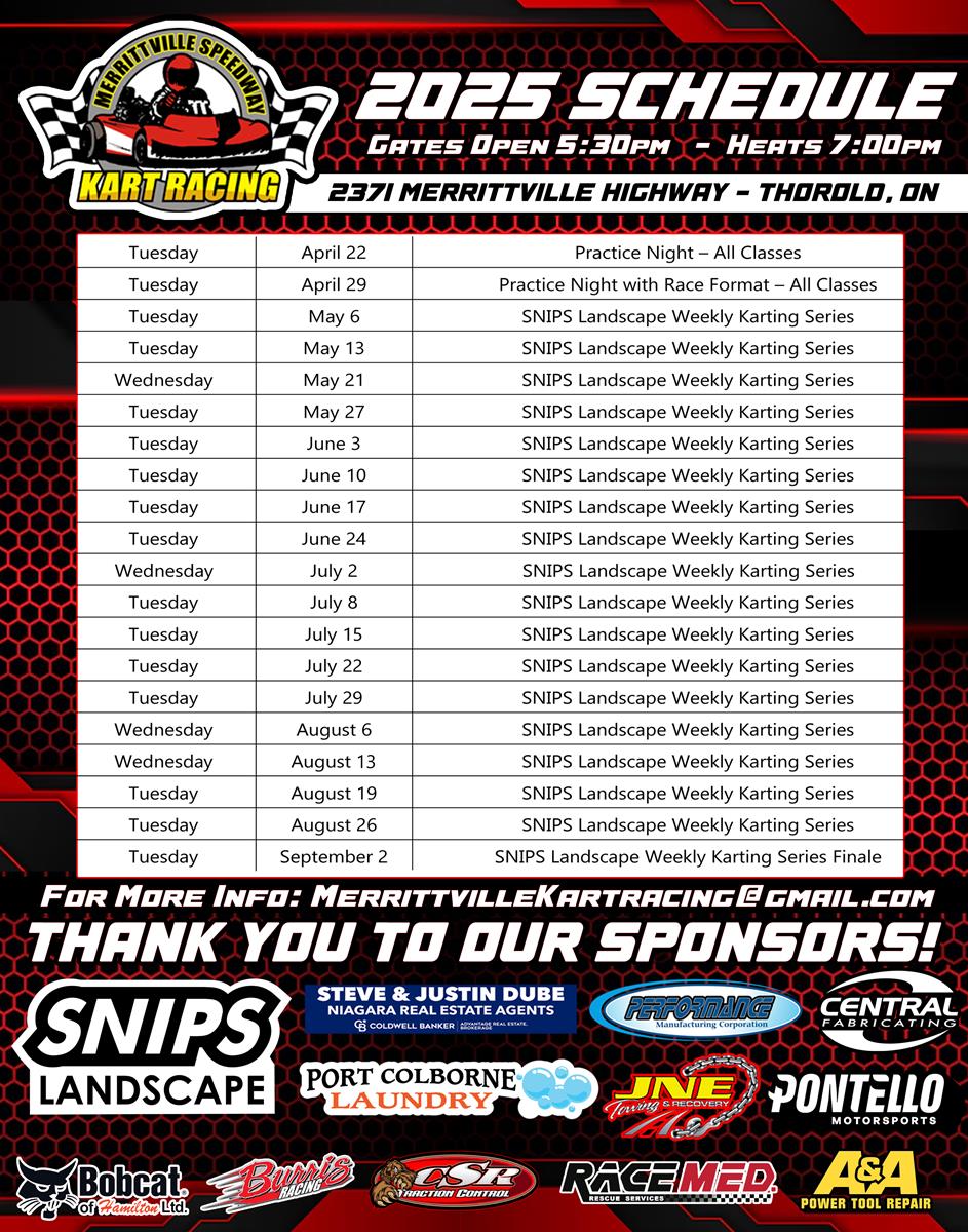 Merrittville Releases 2025 Karting Schedule