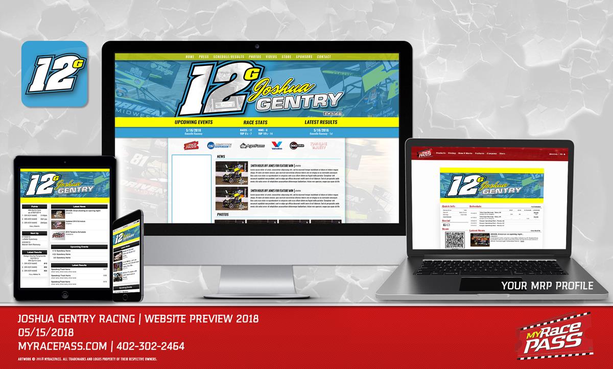 MyRacePass Builds New Driver Website for Joshua Gentry