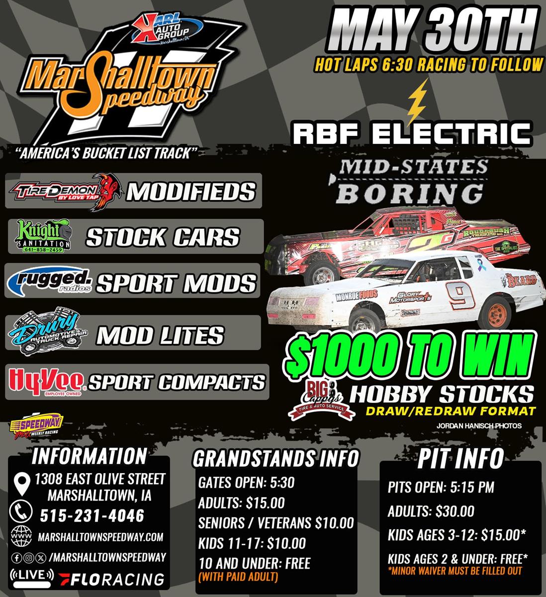 May 30th $1,000.00 to Win IMCA Hobby