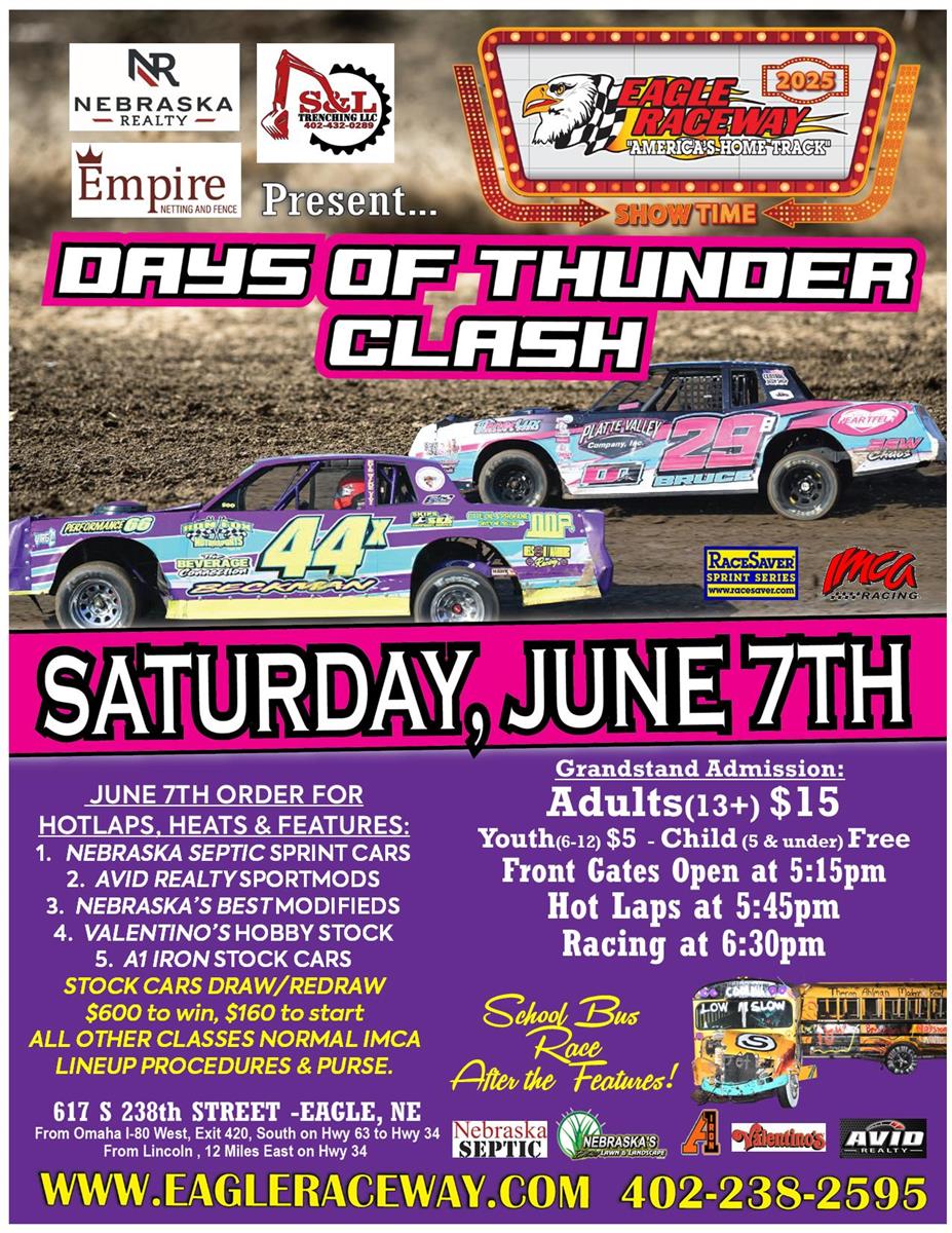 DAYS OF THUNDER CLASH- w/ SCHOOL BUS RACE! -Sat, June 7th