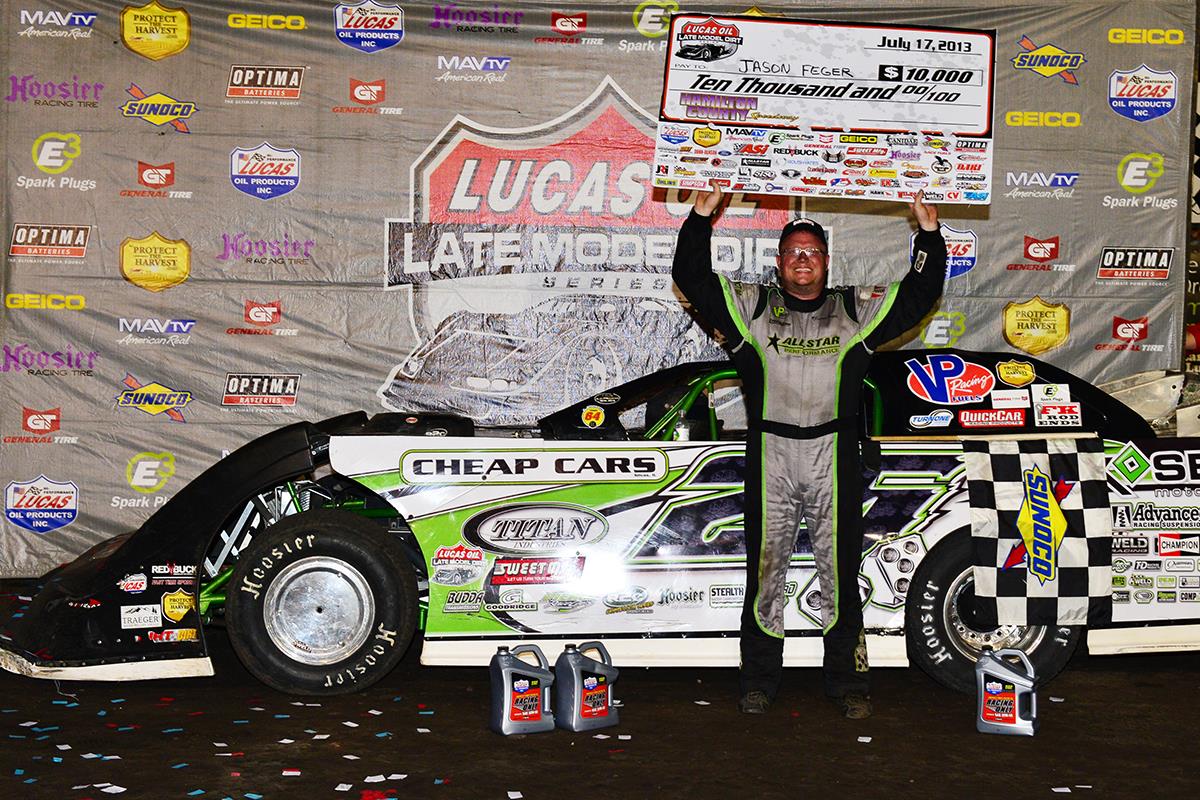 Jason Feger Wins First Career Lucas Oil Late Model Dirt Series Event at Hamilton County