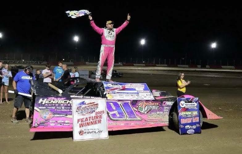 Rusty Schlenk won the Valvoline American Late Model Iron-Man Series fueled by VP event at Millstream Speedway on Friday, August 8.