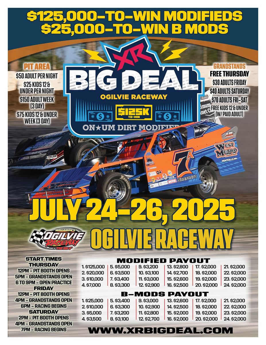 July 24-26 $125K to Win Modifieds and $25K to Win B-Mods!