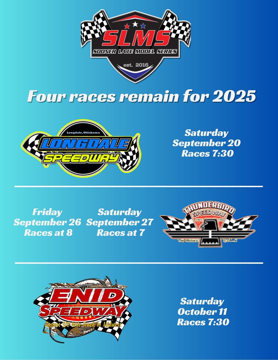 Longdale, Thunderbird, Enid will wrap up Sooner Late Model Season