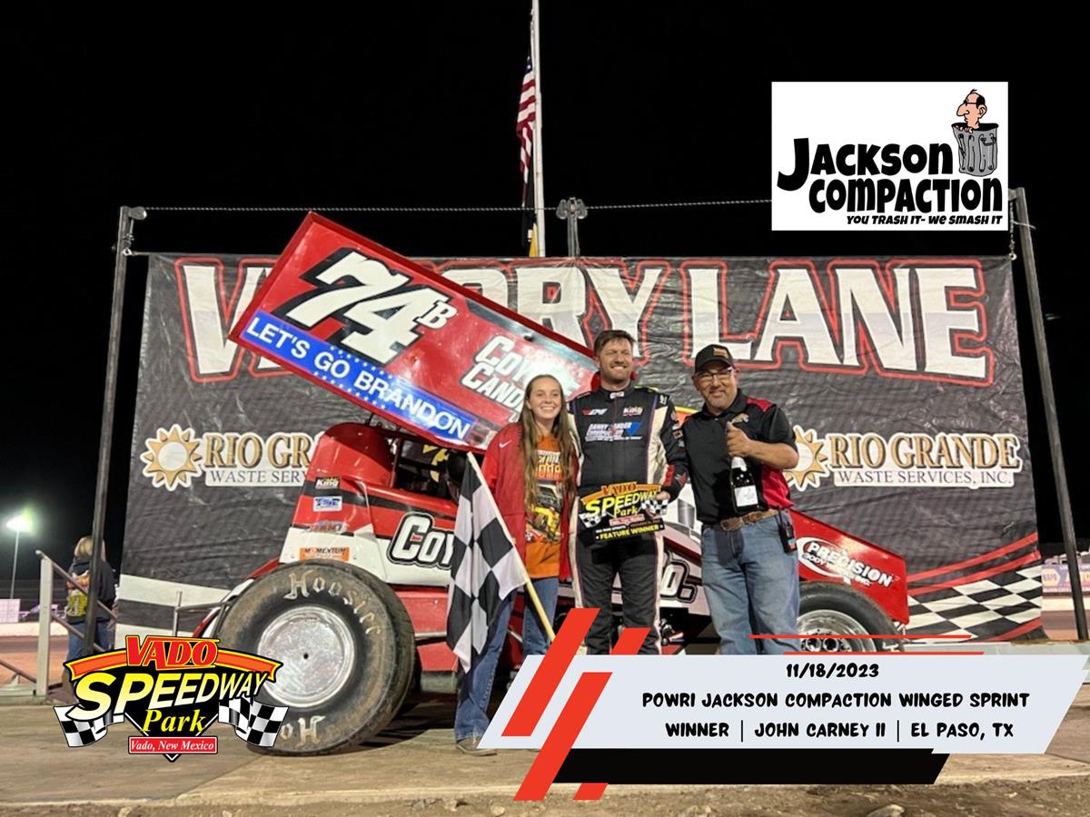 Lorne Wofford and John Carney II Victorious in Jackson Compaction POWRi Vado 305 Sprints