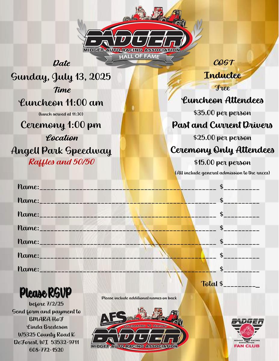Badger Midget Auto Racing Hall of Fame Inductions Set for July 13
