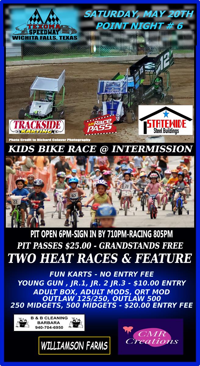 We will try again this Saturday Night May 20 - Plus Kids Bike Race.