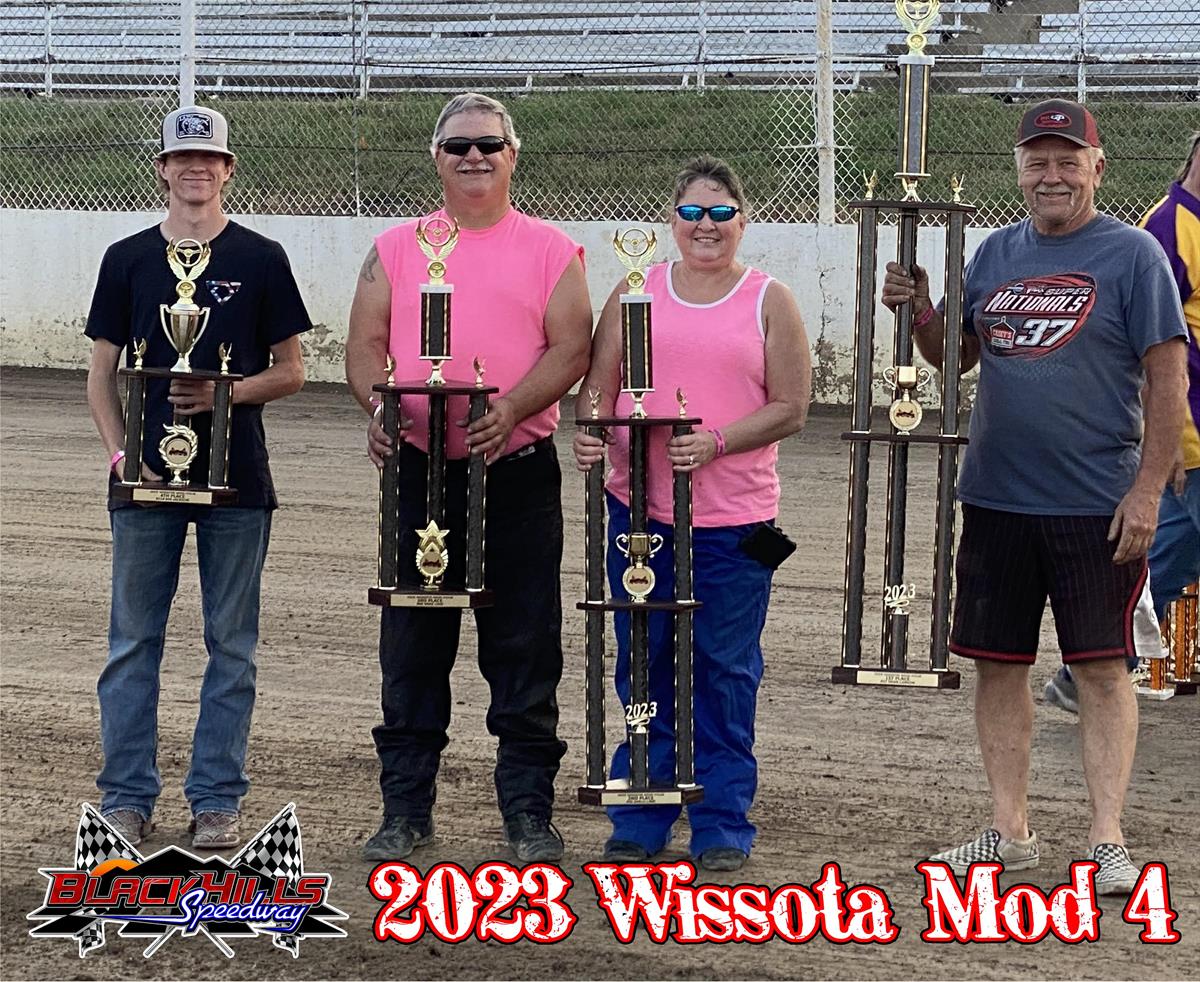 Congrats to your 2023 Black Hills Speedway Overall Points winners in the Wissota Mod 4 Class!