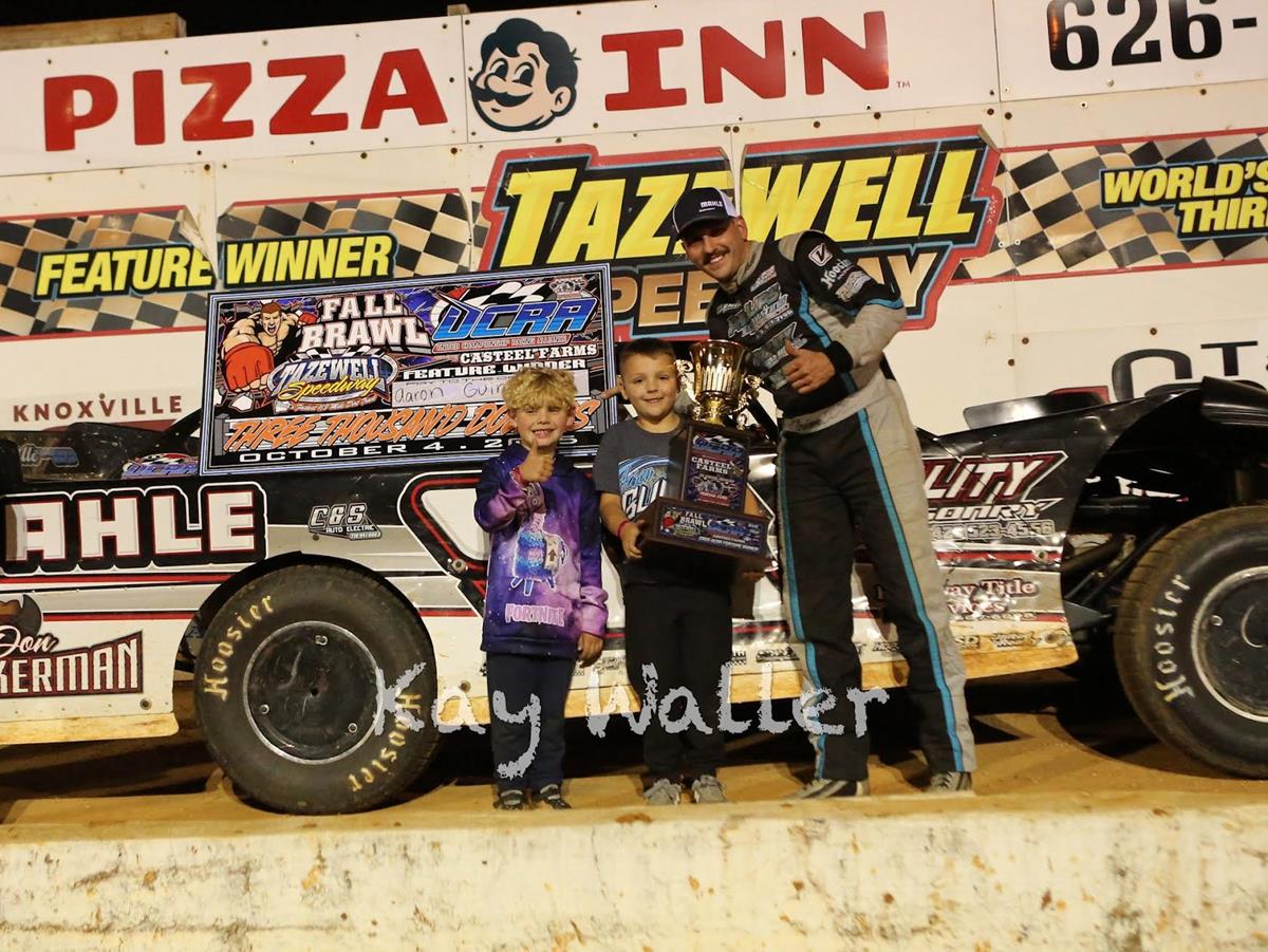 Aaron Guinn in UCRA victory lane at topping the Fall Brawl at Tazewell Speedway on Saturday, October 4.