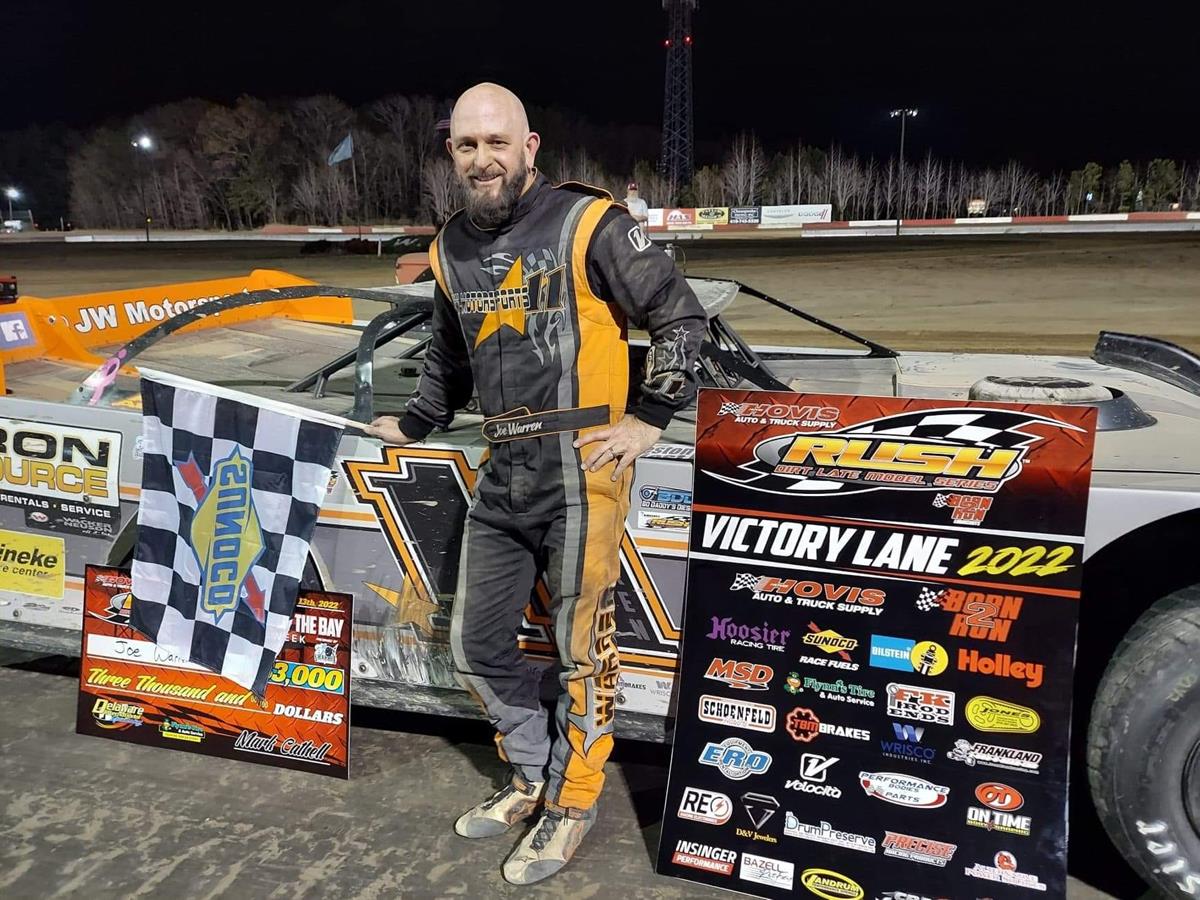 LOCAL RACER JOE WARREN SCORES UPSET CAREER 1ST FLYNN’S TIRE TOURING SERIES VICTORY AT DELAWARE IN NIGHT 1 OF THE “BATTLE OF THE BAY” SPEEDWEEK PRESENT