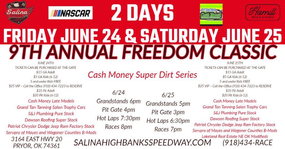 Be sure to join us this weekend June 24th and June 25th for the Freedom Classic with Cash Money Late Models