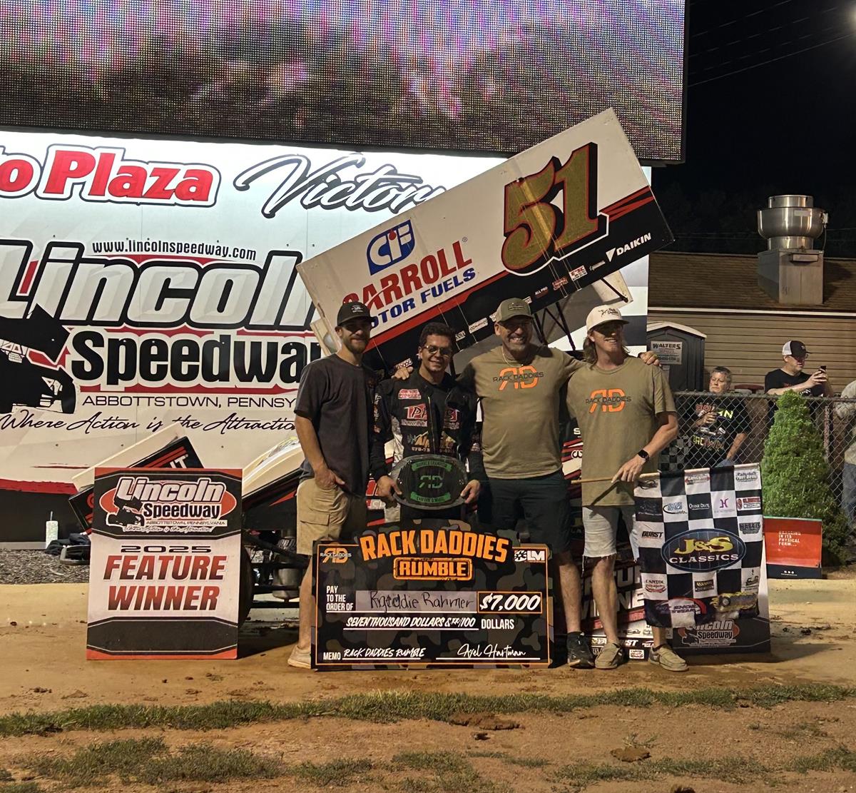 RAHMER STEALS VICTORY WITH DRAMATIC LAST-LAP PASS; Norris Charges to Victory in 358 Sprint Car Feature; Gerry Bressler Wins 600 Xcel Modified Feature