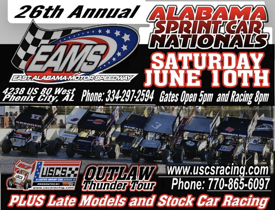 USCS Sprint Cars invade EAMS this Saturday night for the 26th Annual Alabama Sprint Car Nationals