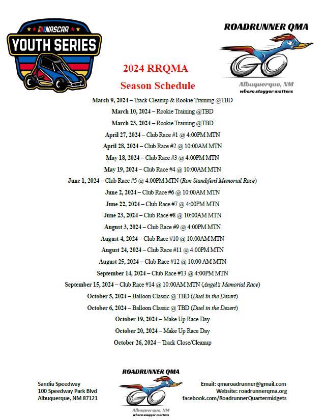 RRQMA 2024 Season Schedule