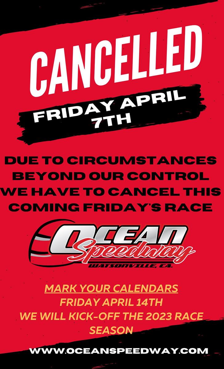 FRIDAY - APRIL 7TH - CANCELLED