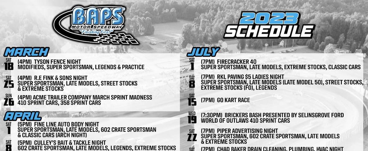 BAPS Motor Speedway Releases 41 Event 2023 Schedule