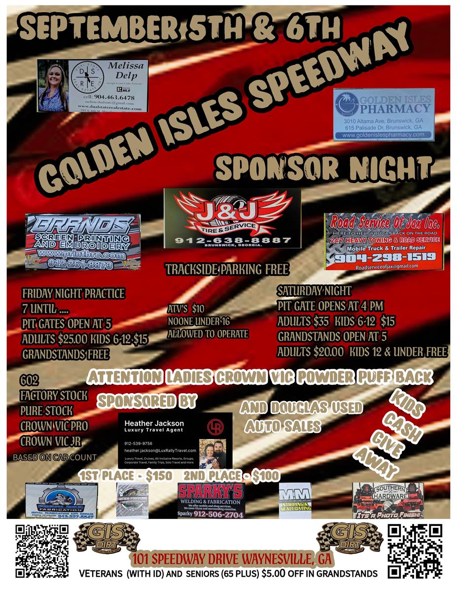 Next Racing Event ,Sponsor Night Sept 6th