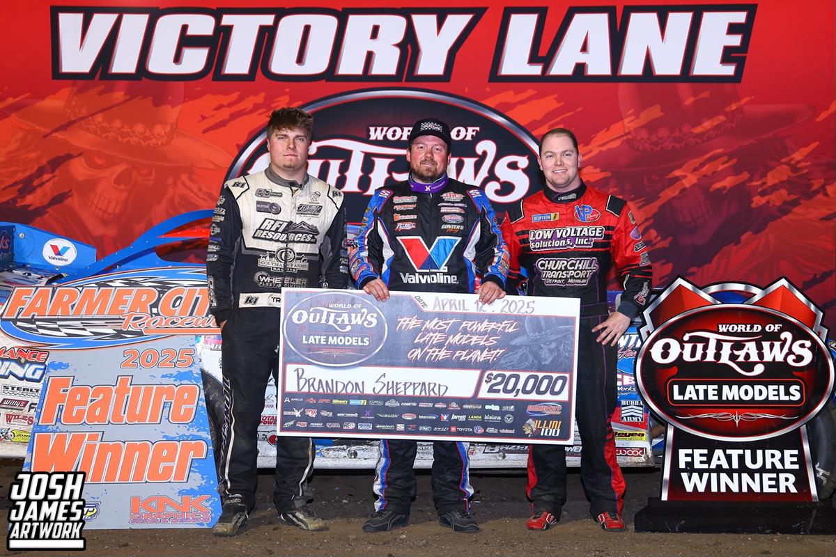 Farmer City Raceway (Farmer City, IL) – World of Outlaws Late Model Series – Illini 100 – April 11th-12th, 2025. (Josh James Artwork)