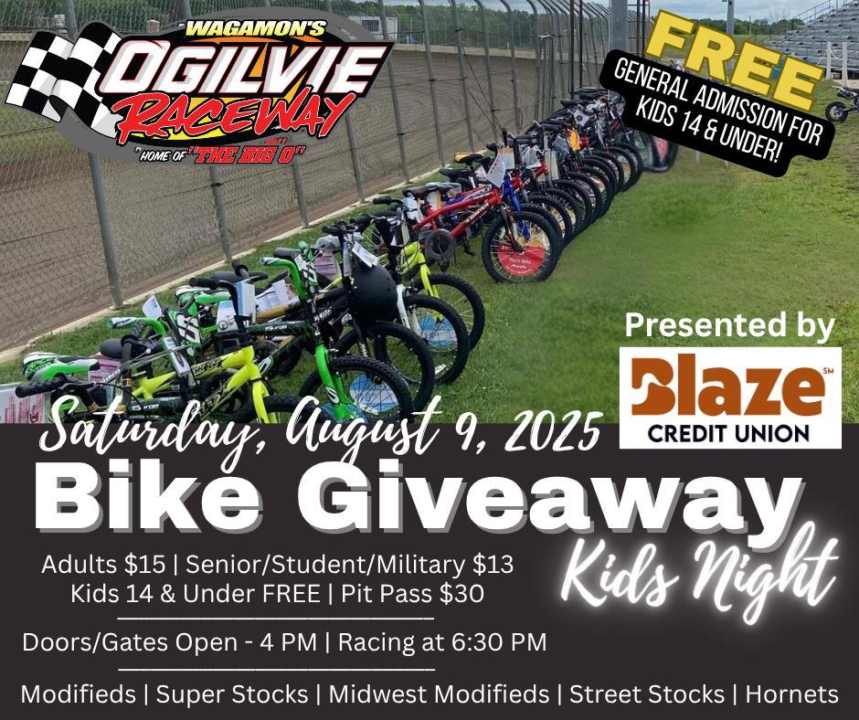 Kids Night Bike Giveaway - Saturday, August 9