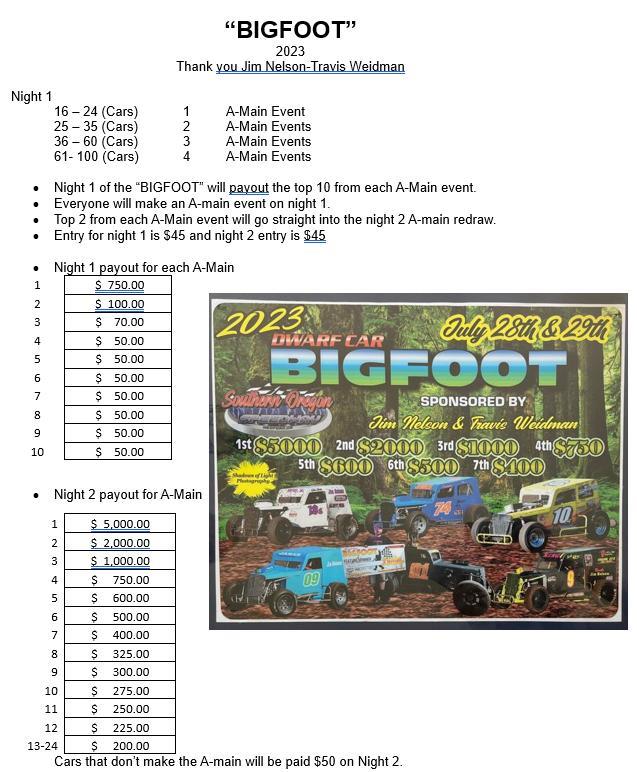 The BIGFOOT race count down