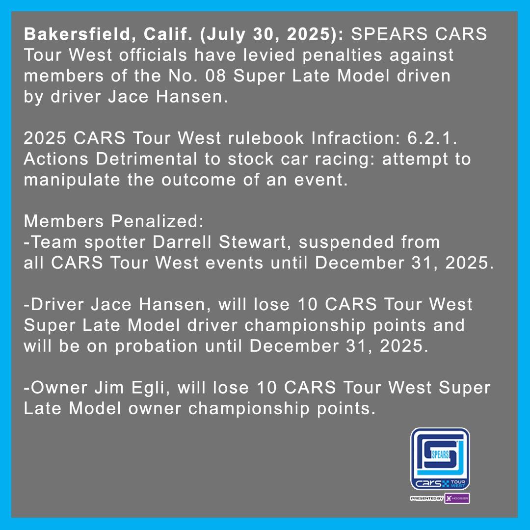 Penalty Report: Colorado National Speedway July 26