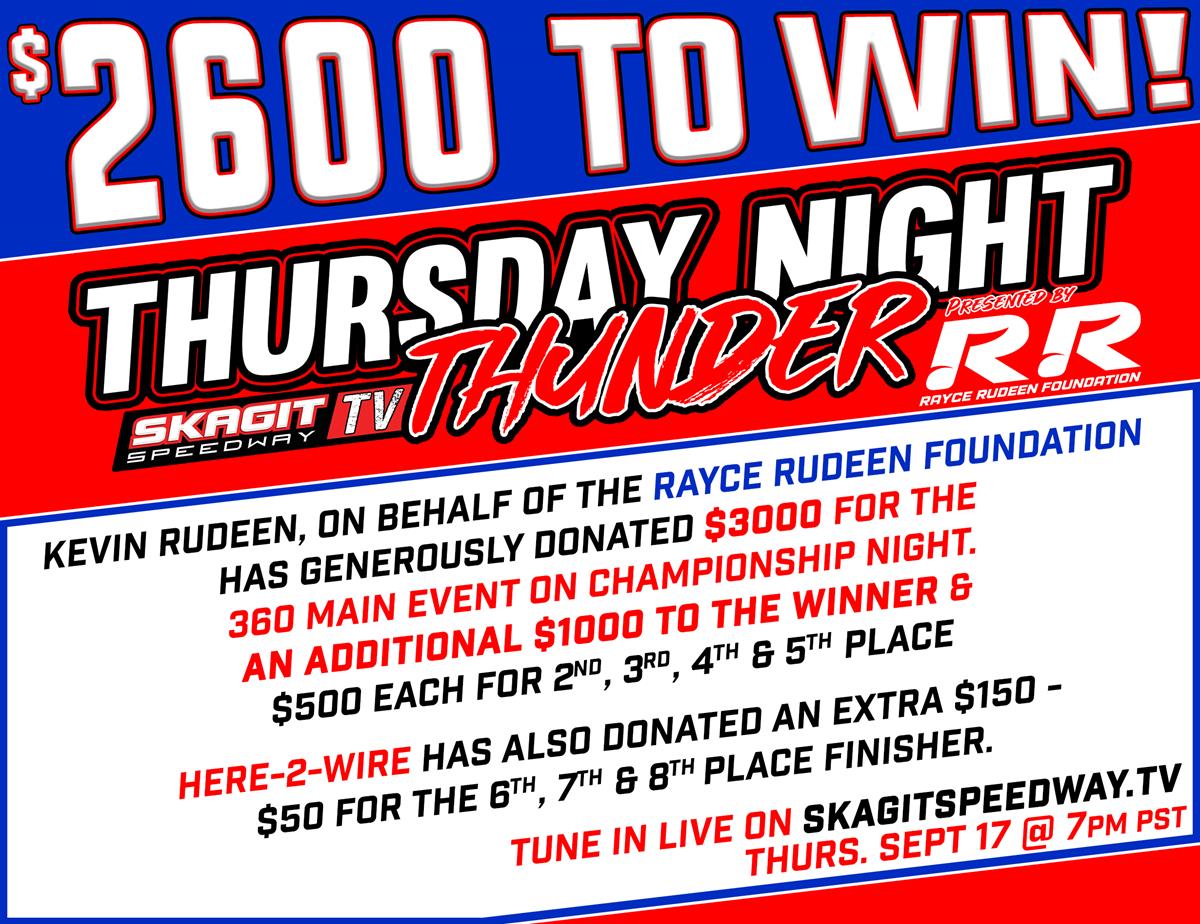 $2600 TO WIN! 360 THURSDAY NIGHT THUNDER