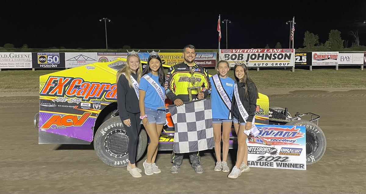 First ever DIRTcar 358 checkered flag to Taylor Caprara at Can Am