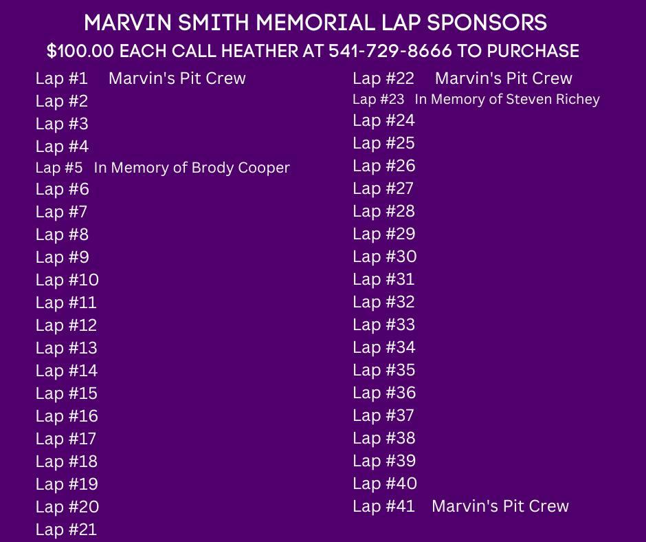 MARVIN SMITH MEMORIAL LAPS ON SALE TODAY!!
