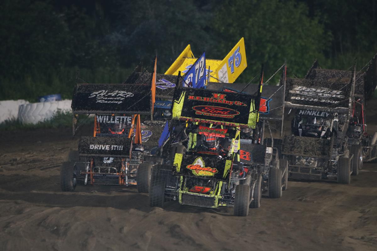 Teagan Daignault scores the win in the R.E.Hinkley Granite State Mini Sprints 600cc Kelly Miller Dominate in the High Country Dispensaries Late Models