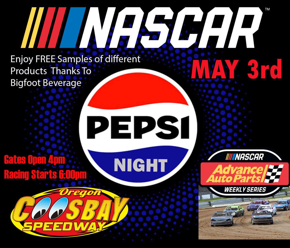 Pepsi Night at Coos Bay Speedway – Saturday, May 3rd!