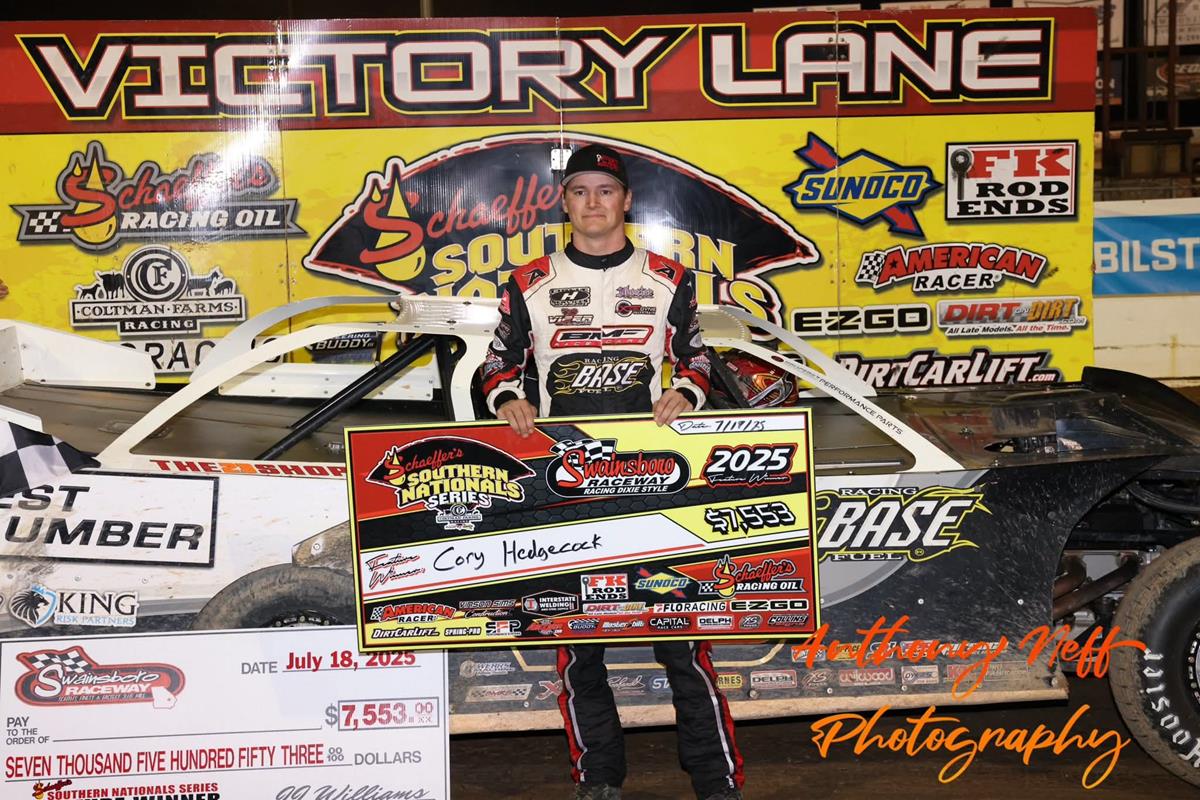 Cory Hedgecock Hustles to Second Southern Nationals Series Win of the Week at Swainsboro Raceway