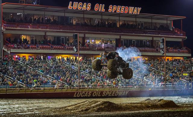 Monster Jam trucks at Lucas Oil Stadium