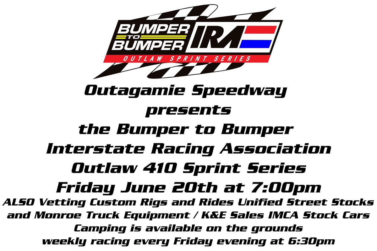 IRA Outlaw 410 Sprints return to Outagamie Speedway