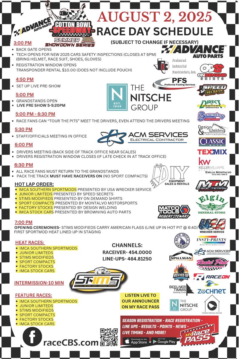 08/02/2025 Race Day Information!