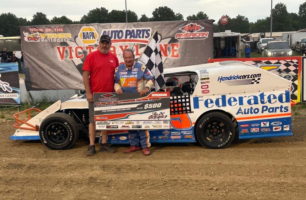 Ken Schrader completed a sweep of the racing action at Moberly (Mo.) Motorsports Park on Tuesday, May 27.