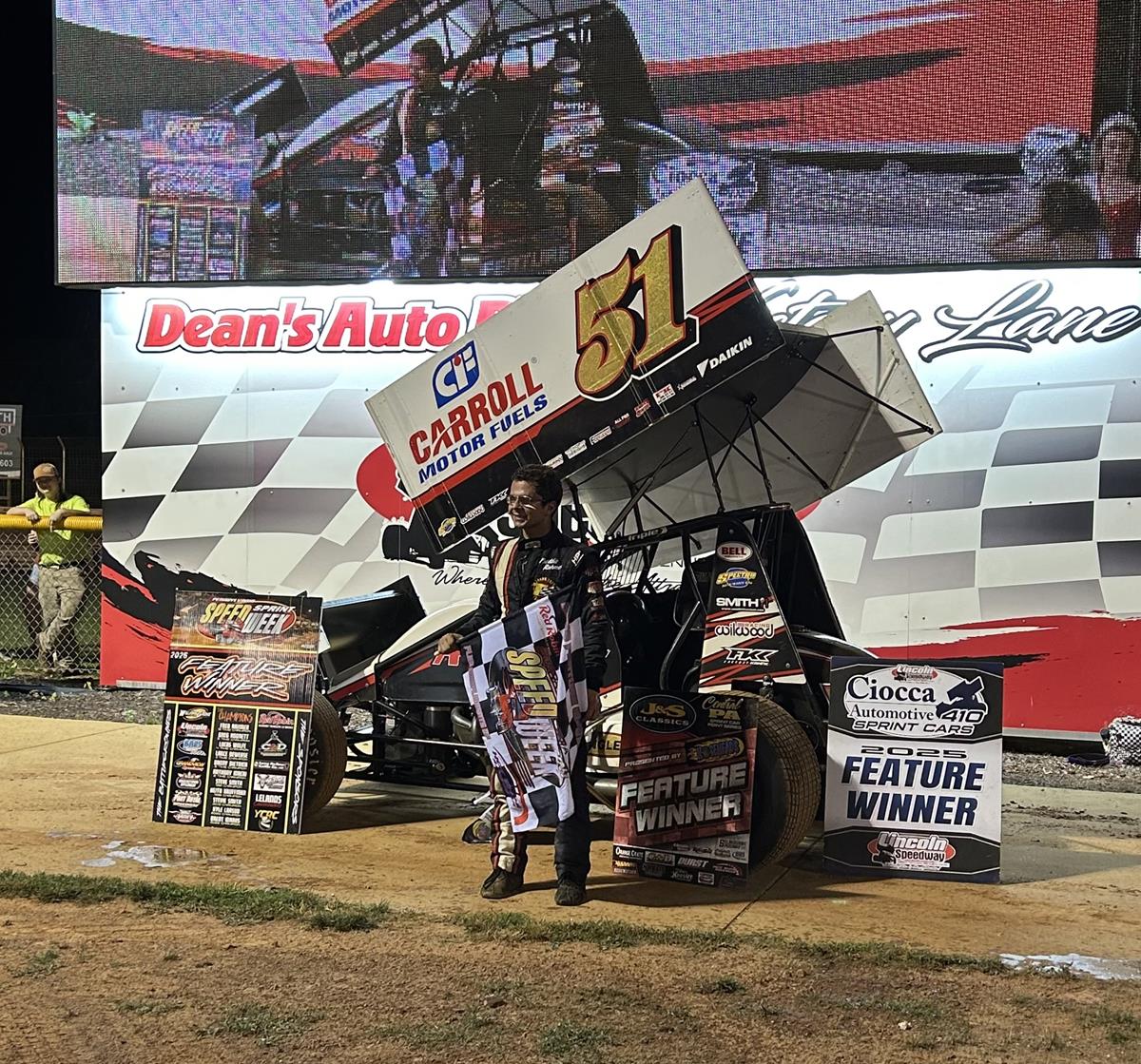 FREDDIE RAHMER WINS RAIN-SHORTENED NIGHT #4 OF PA SPEEDWEEK AT LINCOLN SPEEDWAY