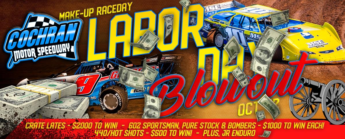 SATURDAY, OCTOBER 12 - Labor Day Race Make-Up Date