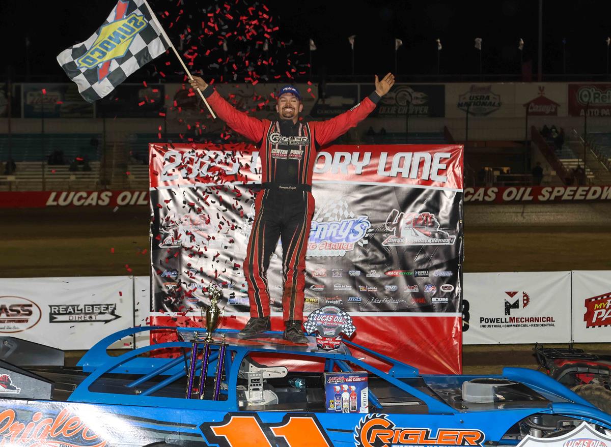 Crigler goes wire-to-wire for 4 State Late Model win in Lucas Oil Speedway opener as Carroll, Galvan also prevail